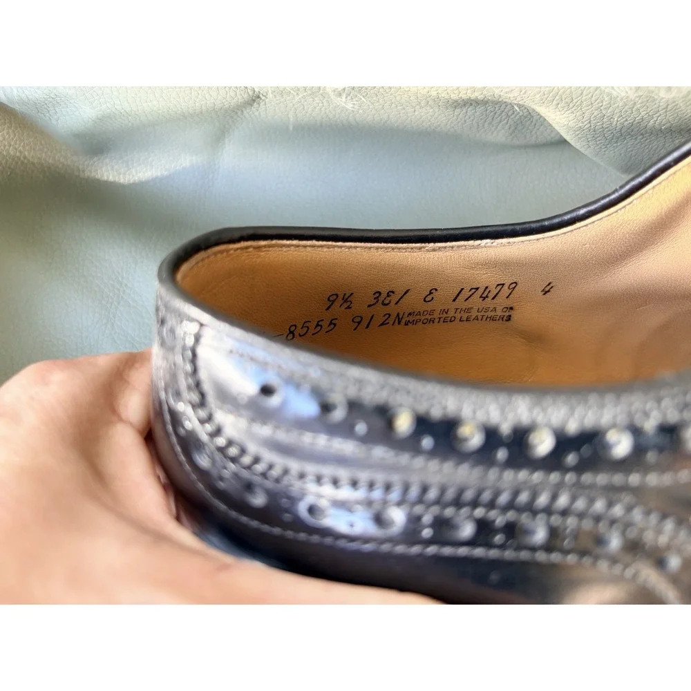 Vin.90's Johnston Murphy Aristocraft Black Lthr Wingtip Greenwich Oxford 9.5 EEE